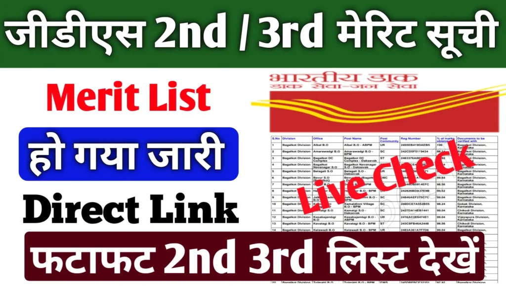 GDS 2nd 3rd Merit List 2024 Kab Aayegi